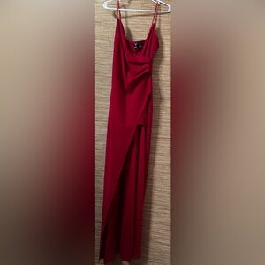 Elegant Red Dress with high-low left leg slit